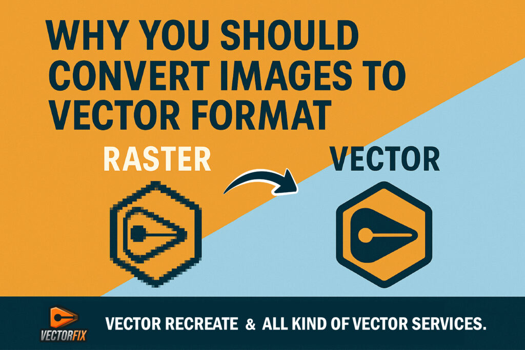 Before and after comparison of image to vector conversion for logos